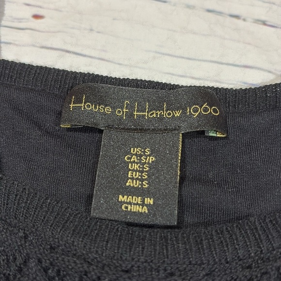 House of Harlow Black Square Neck Crochet Midi Skirt Set - Picture 3 of 11